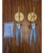 Gold Wall Sconces Set of 2 Hardwired, Brushed Gold &amp; Clear Glass  - $1,347.89 MXN
