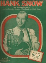 Hank Snow The Singing Ranger  Folio No. 2 1951 Song Book FREE SHIPPING! ... - $9.99