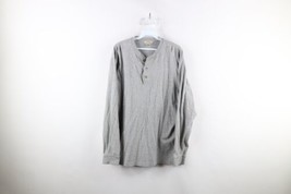 Vintage LL Bean Mens Size Large Blank Long Sleeve Henley T-Shirt Heather Gray - £29.72 GBP