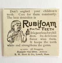 Rubifoam Toothpaste Hoyt And Co 1894 Advertisement Victorian Dental 1 AD... - £7.81 GBP
