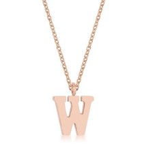 Elaina Rose Gold Stainless Steel W Initial Necklace - $25.49