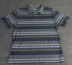 PGA Tour Golf Short Sleeve Polo Shirt Striped Black Blue Grey Men&#39;s Size... - £11.80 GBP