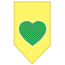 Green Swiss Dot Heart Screen Print Bandana Yellow Size Large - £9.11 GBP