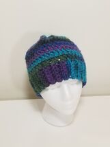 Handmade Crochet Chunky Beanie Hat in Northern Lights Color - $219.02 MXN