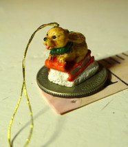 Brown Puppy Dog Sled Hanging Ornament miniature - $3.91