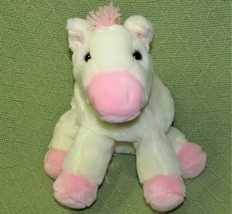 Aurora Baby Horse White Pink Plush 11&quot; Stuffed Animal Yarn Mane Tail B EAN Bag Toy - £17.98 GBP