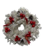 Vintage Plastic White Christmas Wreath Cardinals Pinecones Red Thread Or... - $34.00