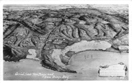 Aerial View San Diego and Bay California 1950s Real Photo postcard - £5.88 GBP