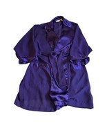 Victoria&#39;s Secret Medium Purple Satin Short Gold Label Robe Vintage Hous... - $32.71
