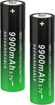 2 Pack 3.7 Volt 18650 Rechargeable Batteries High Capacity 9900 mAh - $16.40