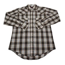 Plains Western Wear Shirt Mens S Brown Plaid Pearl Snap Button Up Cowboy Work - $22.65