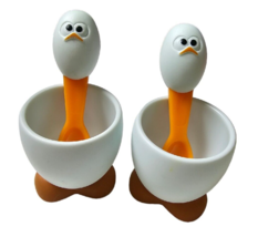 MSC International Joie Egghead Spoons Set of 2 Egg Containers Cute Cartoon Faces - £14.00 GBP