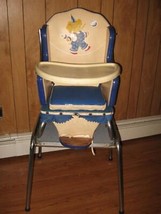 VTG 1950s CONVERTIBLE High Chair &amp; Table Blue Babyhood Wonda-Chair Elephant ` - £71.04 GBP