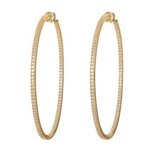 Shiny Cubic Zirconia Gold Color Huge Ear Hoop Earrings Fashion Thin Ring Earring - £17.97 GBP