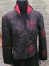 Joseph Ribkoff Jacket Black Size 14 Quilted Fabric Red trim full zip 22/19 - $1,040.48 MXN