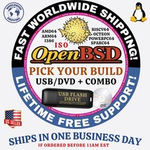 OpenBSD Linux OS ISO - ALL VERSIONS - 64BIT USB-DVD, LIVE-FULL BOOT, MAC PC - $3.95+