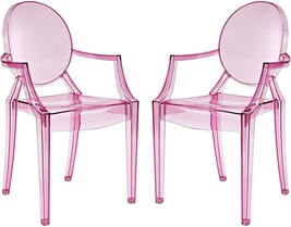 Pink Modway Casper Modern Acrylic Stacking, Two Dining Armchairs. - £190.20 GBP