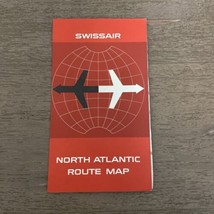 1965 SWISSAIR AIRLINES NORTH ATLANTIC ROUTE MAP 18 BY 20 1/4 - $20.52 CAD