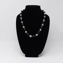 Silver &amp; Black Beaded Necklace - £9.25 GBP