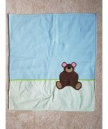 Handmade Soft Baby Nursery Toddler Blanket Teddy Bear Blue Green 32 x 28... - £15.25 GBP
