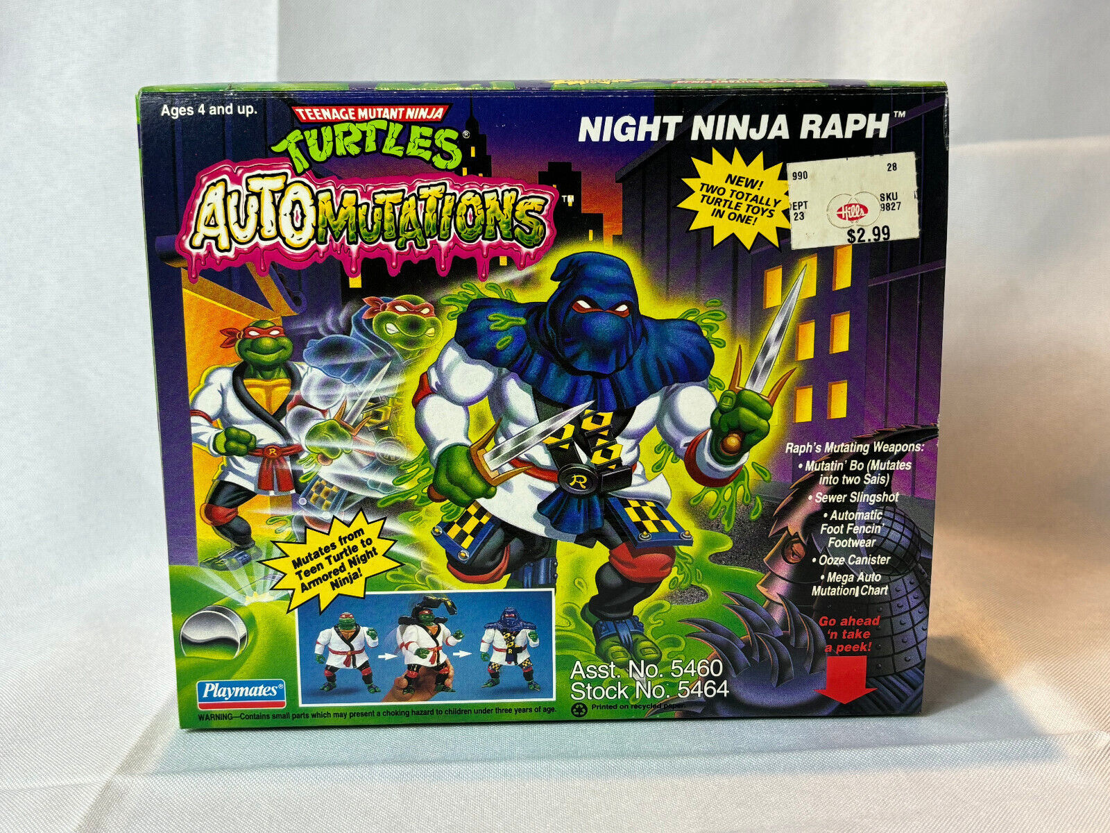 1993 Playmates Toys TMNT Automutations NIGHT NINJA RAPH Figure Factory Sealed - $79.15
