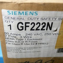 Siemens GF322N Fused Disconnect Switch 3 Pole 4 Wire 60 Amp 240V Type 1 - $94.99