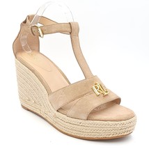 Lauren Ralph Lauren Women T Strap Espadrille Sandal Hale Size US 10B Khaki Suede - £71.64 GBP