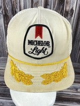 VTG Michelob Light White w/ Yellow Rope Mesh Back Patch Snapback Trucker Hat USA - £7.28 GBP