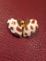 60s brown and white carved shell butterfly brooch image 6