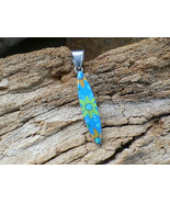 Daisy Gaspeite Multi Gemstone Opal Aluminum Sterling Silver Alloy Pendant AK78 - $32.68