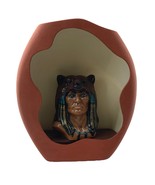 Native American Indian Chief Head Bust Lamp Clay Pottery Accent Decor Vi... - $505.09 MXN
