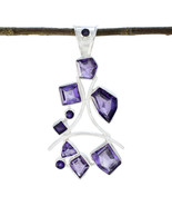 Amethyst Jewelry Black Friday Jewelry 925 Solid Silver Pendant Multi Ame... - £32.42 GBP+