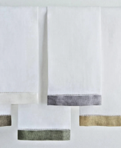 Sferra FILO Fingertip Guest Towels White/Grey Border 14x20" 100% Linen S... - $34.50