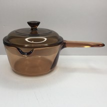Vintage Pyrex Vision Corning Ware 1L Amber Glass Saucepan With Lid Kitchen 6 V1C - £27.96 GBP