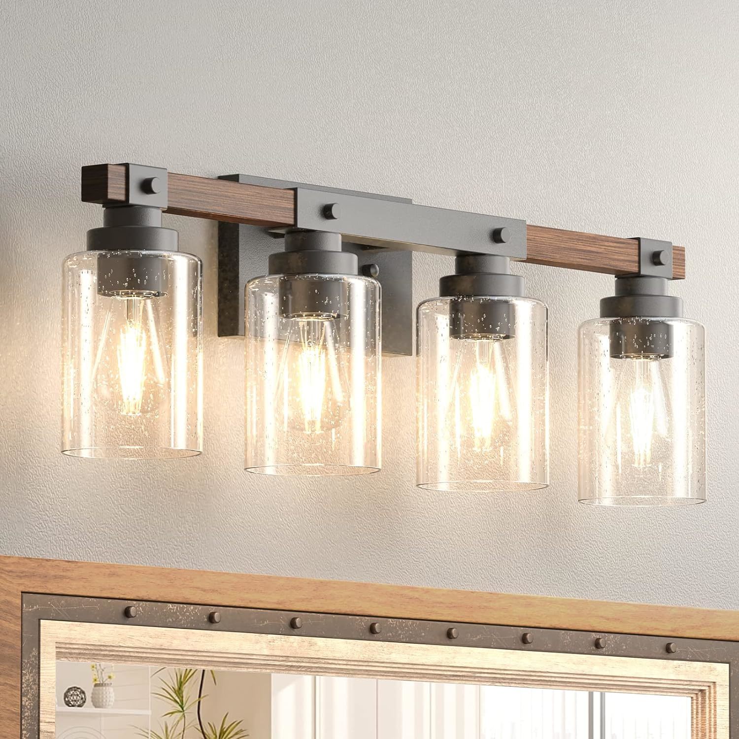 Primary image for Amico Farmhouse Bathroom Vanity Light Fixtures,Rustic 4-Light Industrial Painted