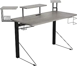Core Computer Gaming Desk, Stand, Gray/Black - £315.54 GBP