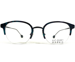 Scott Harris Eyeglasses Frames SH-666 C1 Black Purple Teal Horn Round 47-51-140 - £67.51 GBP