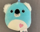 Squishmallow Paul Koala Plush Clip On Keychain Blue Valentine&#39;s Hearts 3.5” - $7.87