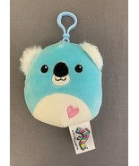 Squishmallow Paul Koala Plush Clip On Keychain Blue Valentine&#39;s Hearts 3.5” - £6.19 GBP