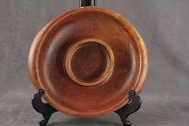 Vintage Art MCM Carved Woodenware Rustic Chip &amp; Dip Turned Wood Serving Bowl - £20.25 GBP
