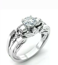 0.75CT Imitación Diamante 14k Bañado en Oro Blanco Boda Anillo Calavera - £136.05 GBP