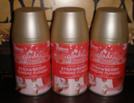 (3) Glade Automatic Spray Can Refills STRAWBERRY SUNDAE FUNDAY FITS AIRWICK - £21.63 GBP