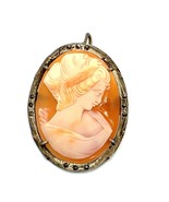 Antique Silver Signed 800 Victorian Female Carved Shell Cameo Pendant Br... - $918.22 MXN