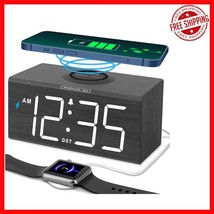 Luxury Wooden Alarm Clock with Fast Wireless Charging &amp; USB Ports for Be... - $761.84 MXN