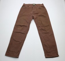 Vintage Cabelas Mens Size 38x32 Distressed Spell Out Bootcut Denim Jeans Brown - $49.45