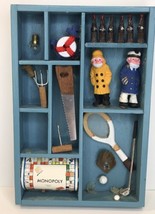 Vintage Blue Shadowbox with Miniatures for Repair Restoration 6&quot; x  4&quot; - £38.54 GBP