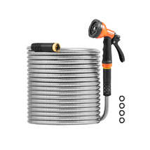 VEVOR Metal Garden Hose 50 ft, Rust Proof Stainless Steel Water Hose, 10... - $27.90