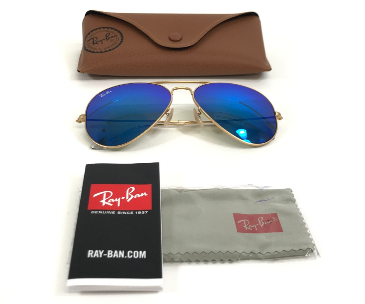Ray-Ban Sonnenbrille Rb3025 Aviator Large Metal 112/17 Matt Arista Blau ... - $133.64