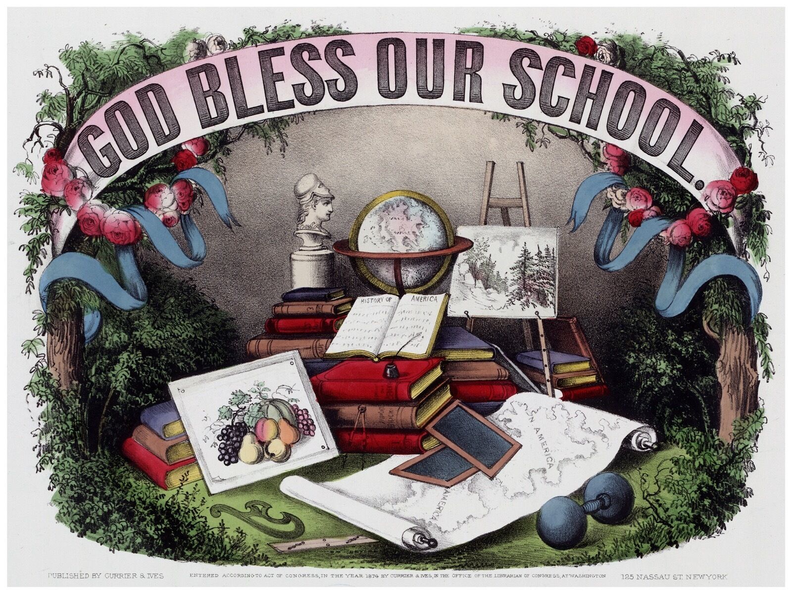 Decorative Poster.Interior wall art design.Decor Art.God Bless ou School.4190