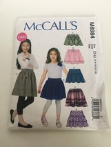 McCalls Sewing Pattern M6984 Girls Skirts Gathered Waistband 5 Styles Sz... - $6.99